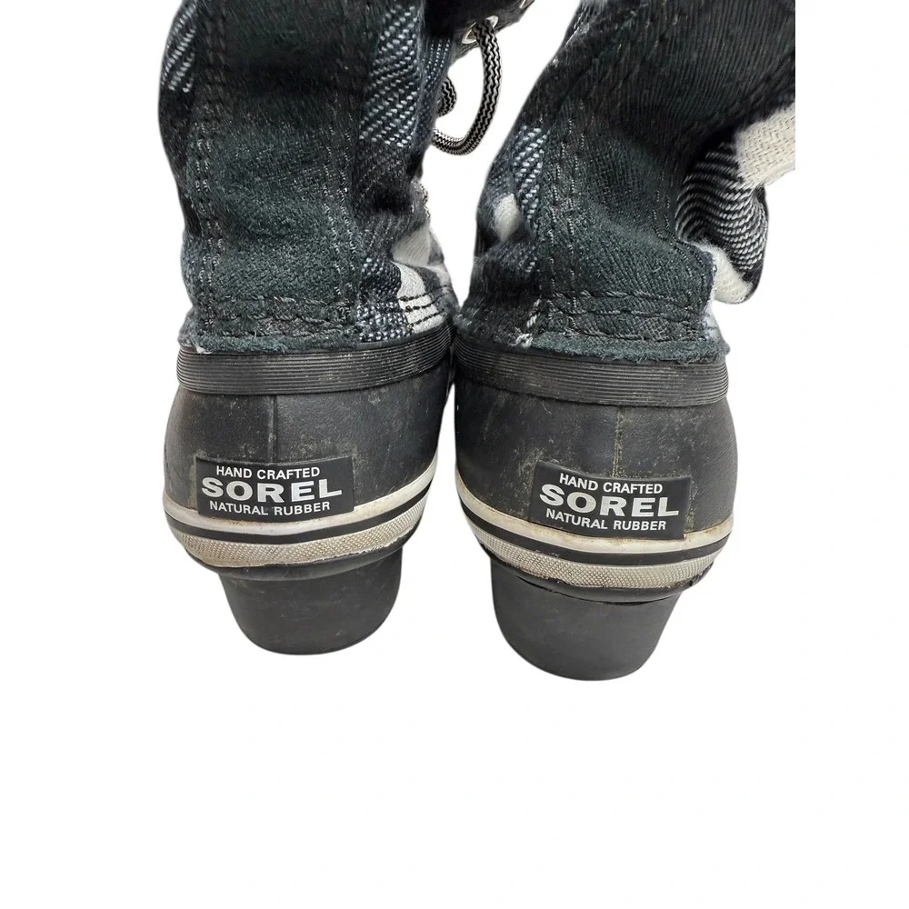 Sorel Womens Black White Buffalo Plaid‎ Waterproof Boots Duck Lace Up Size 9